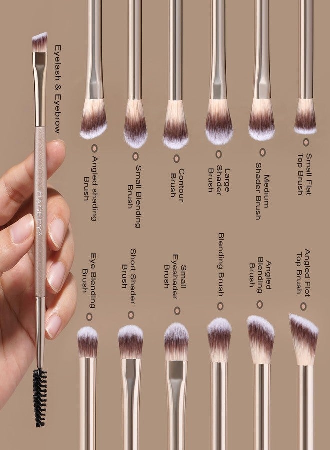 MAGEFY 20 Pcs Makeup Tool Set,13 Eye Makeup Brushes Professional Eyeshadow Makeup Brushes Set for Eyeshadow, Eyebrow, Eyeliner, Blending Concealer-Champagne - Image 3